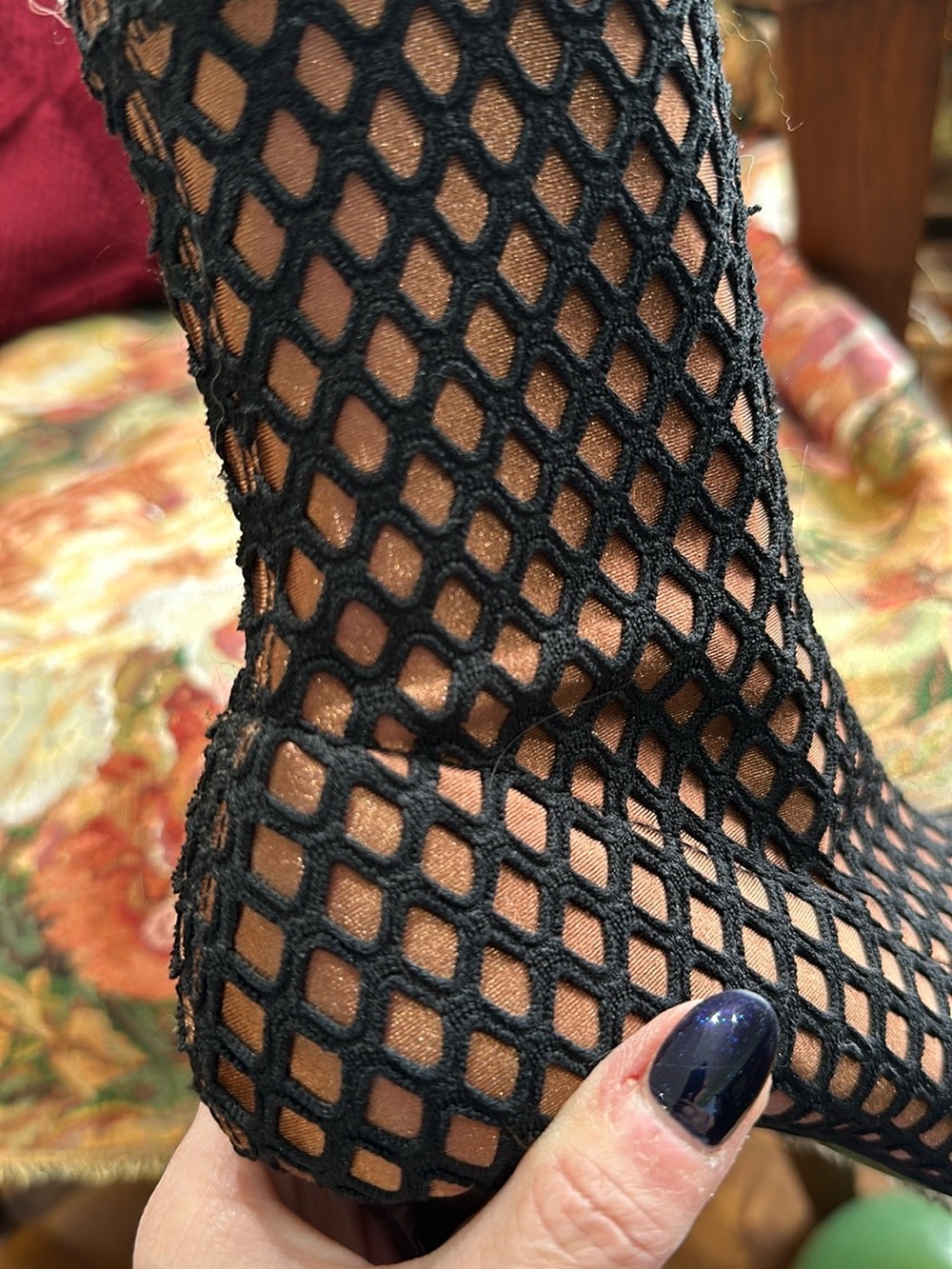 Zara Black Fishnet Ankle Booties
